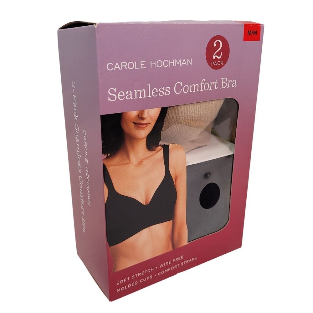 Carole Hochman Seamless Wire-Free Molded Cups Comfort Bra  Medium 2-Pack